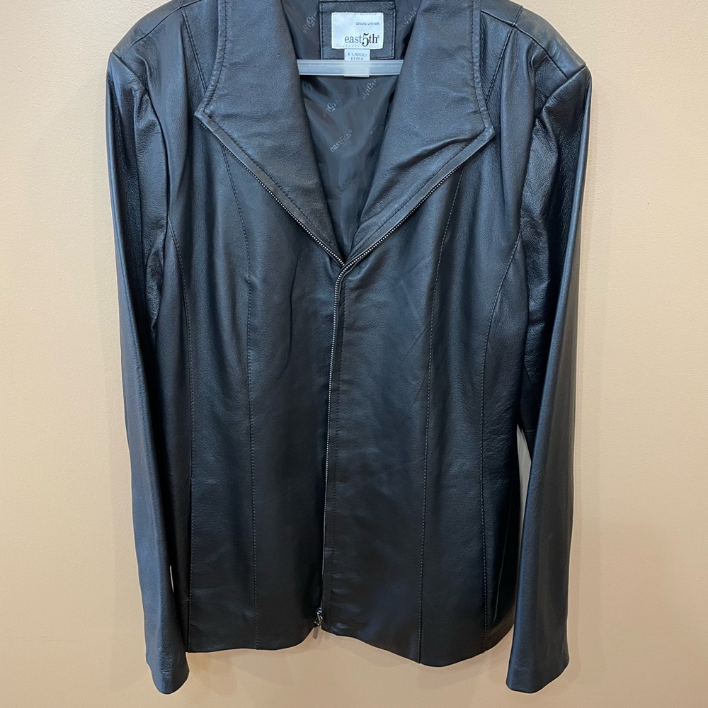 East 5th Women’s Genuine Leather Jacket Black Zip Front Blazer XL